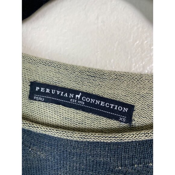 Peruvian Connection Womens Boxy Knit Sweater Top Size XS Gray Green cap sleeve - Picture 3 of 15
